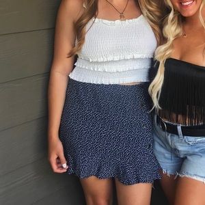 Hollister large blue and white polka dot skirt